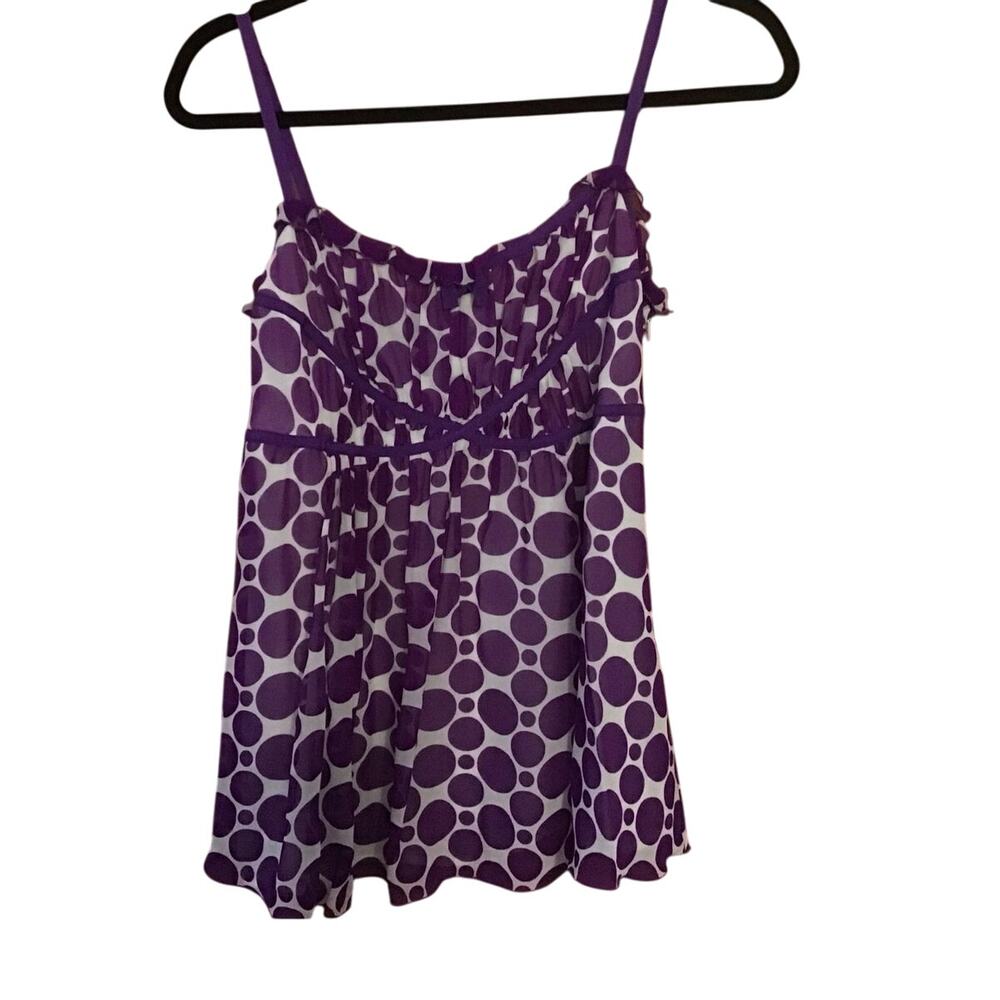 INC 100% Silk Purple Polka Dot Y2K Milkmaid Baby Doll Cami 8